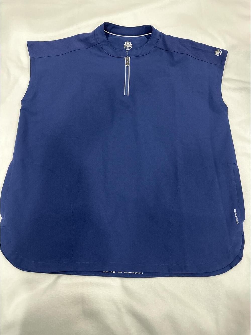 Healing Hands Navy Sleeveless Medical Scrub Top with Half-Zip